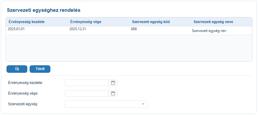 szervezetiegyseghezrendeles